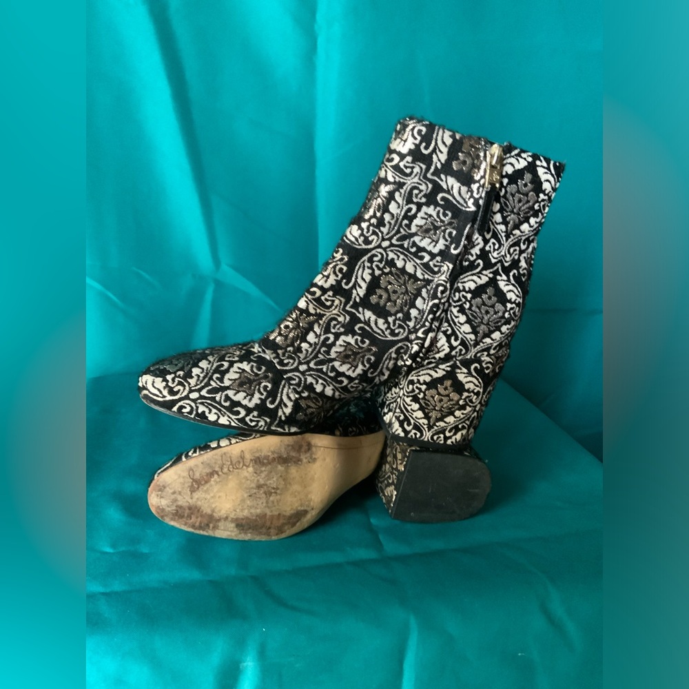 Sam Edelman Black and White Patterned Ankle Boots